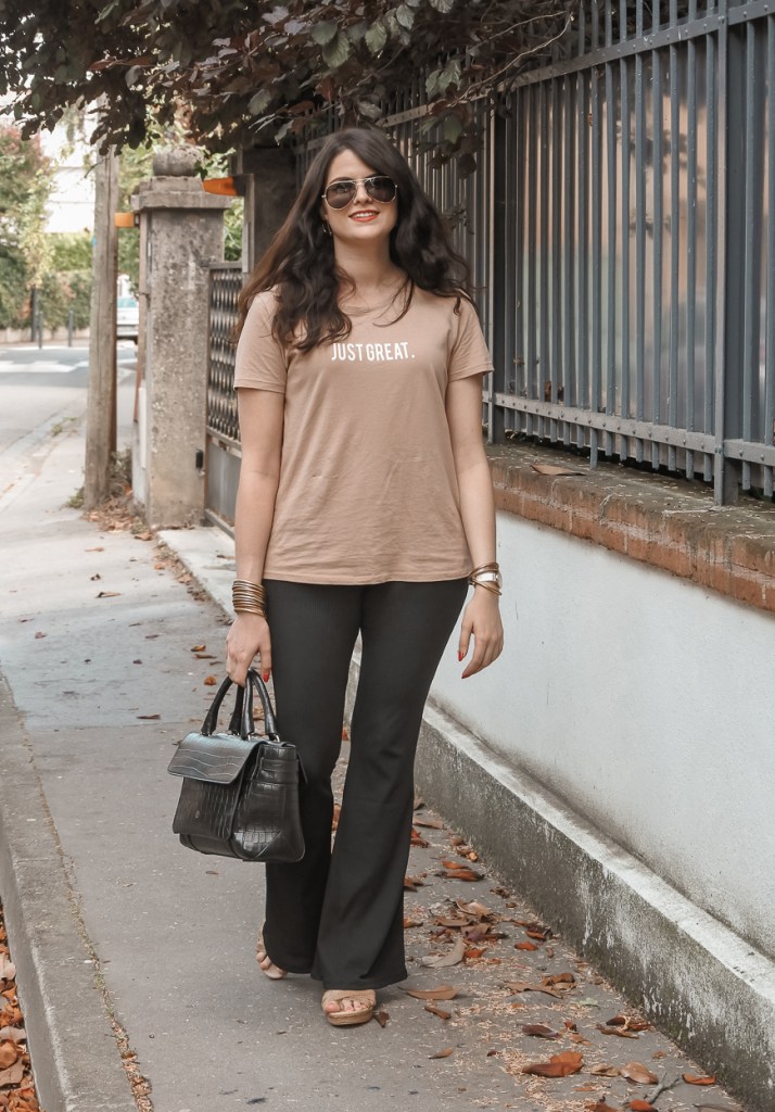 pantalon flare côtelé