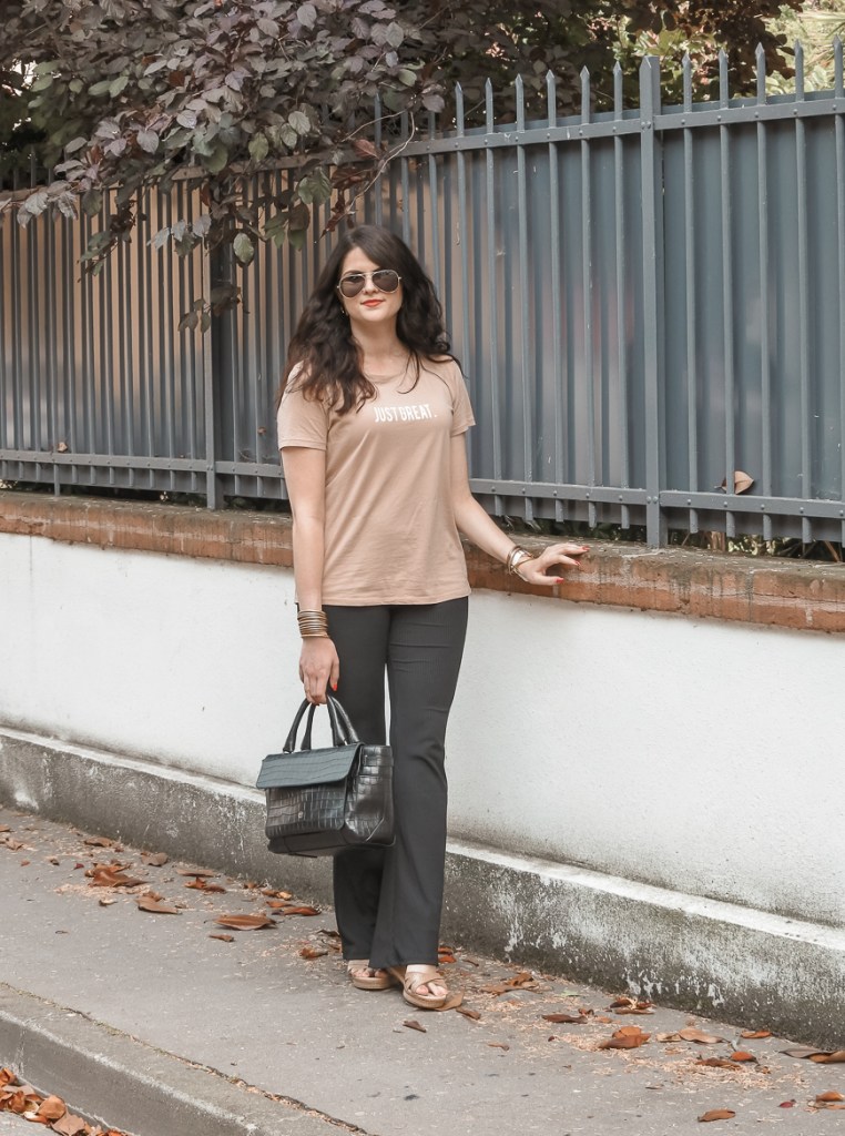 pantalon flare côtelé