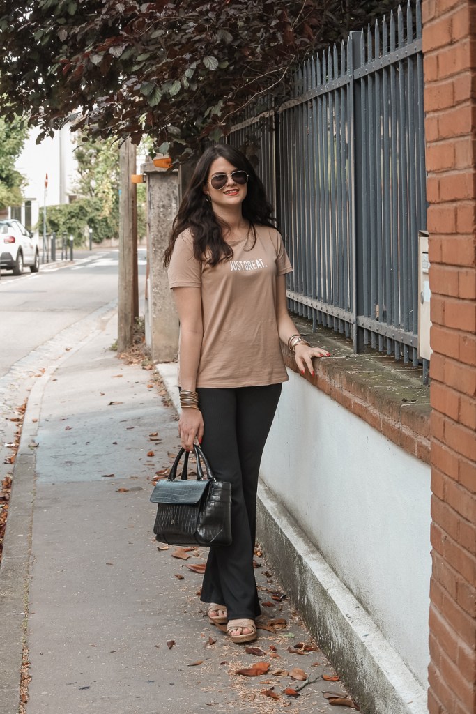 pantalon flare côtelé