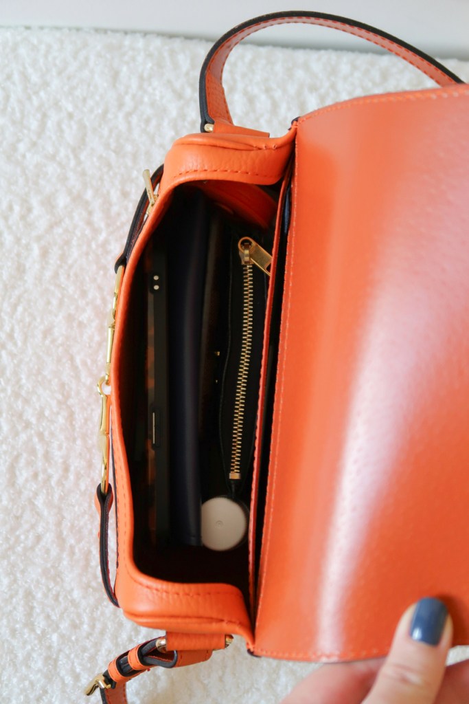 sac orange cuir
